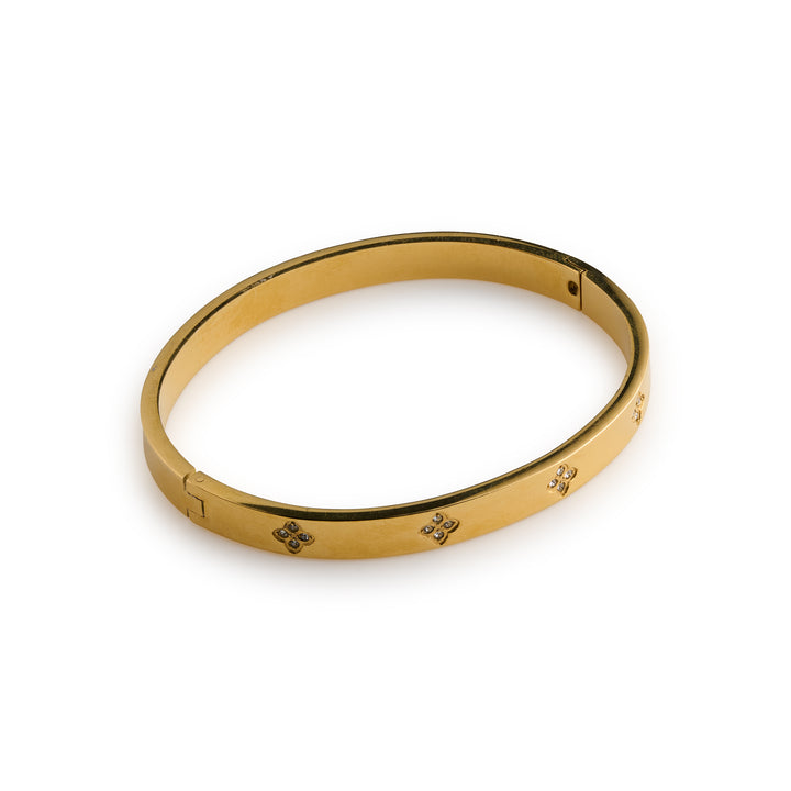 Liv - Crystal Clover Bangle Bracelet Stainless Steel