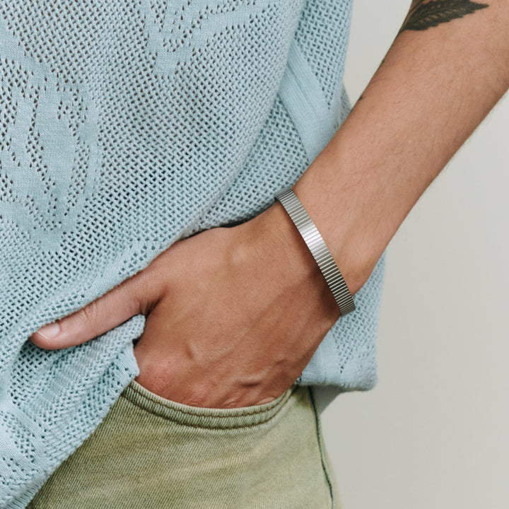 Tage - Ribbet Armring Rustfritt stål