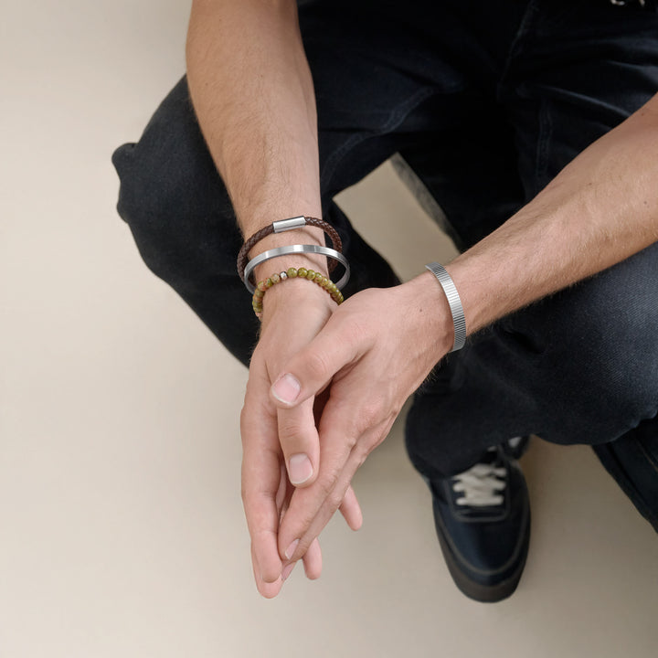 Tage - Ribbet Armring Rustfritt stål