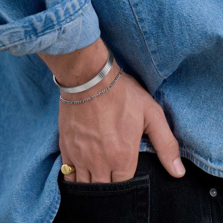 Tage - Ribbet Armring Rustfritt stål