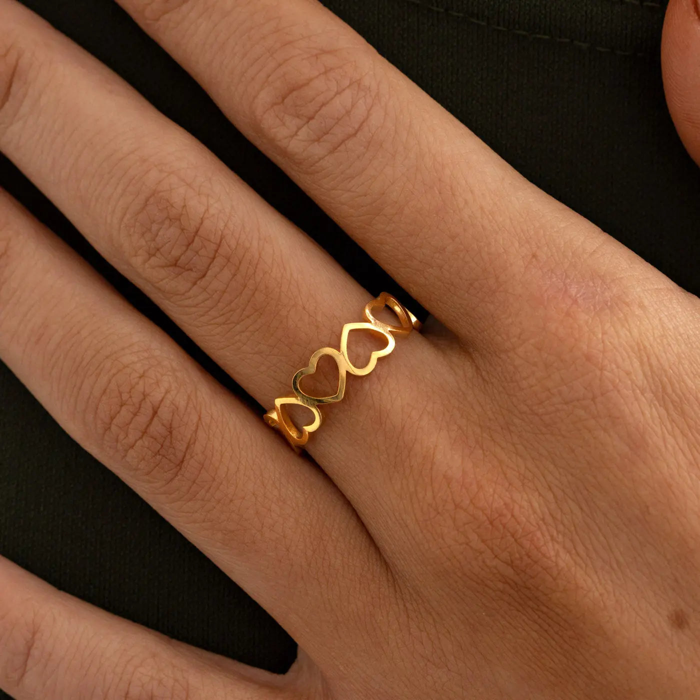 Sophie - Heart Outline Ring rustfritt stål