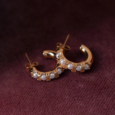 Estelle - Pearl Crown Hoop øredobber