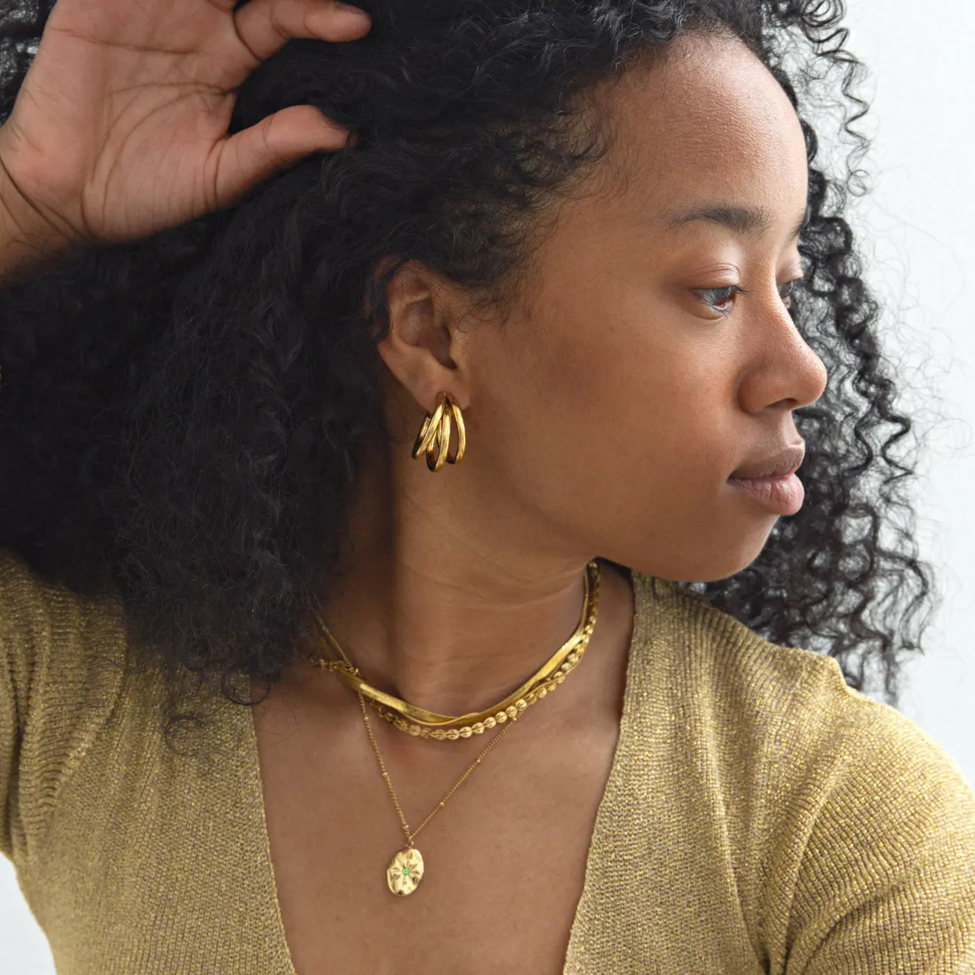 Freja - Triple Lined Chunky Hoop øredobber i rustfritt stål