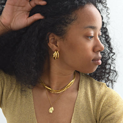 Freja - Triple Lined Chunky Hoop øredobber i rustfritt stål