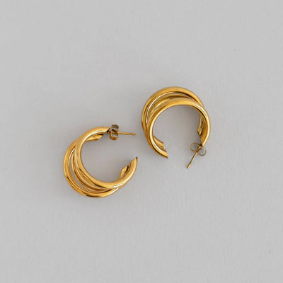 Freja - Triple Lined Chunky Hoop øredobber i rustfritt stål