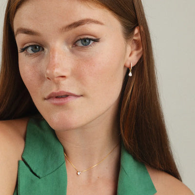 Eliza - Droplet Crystal Hoop øredobber