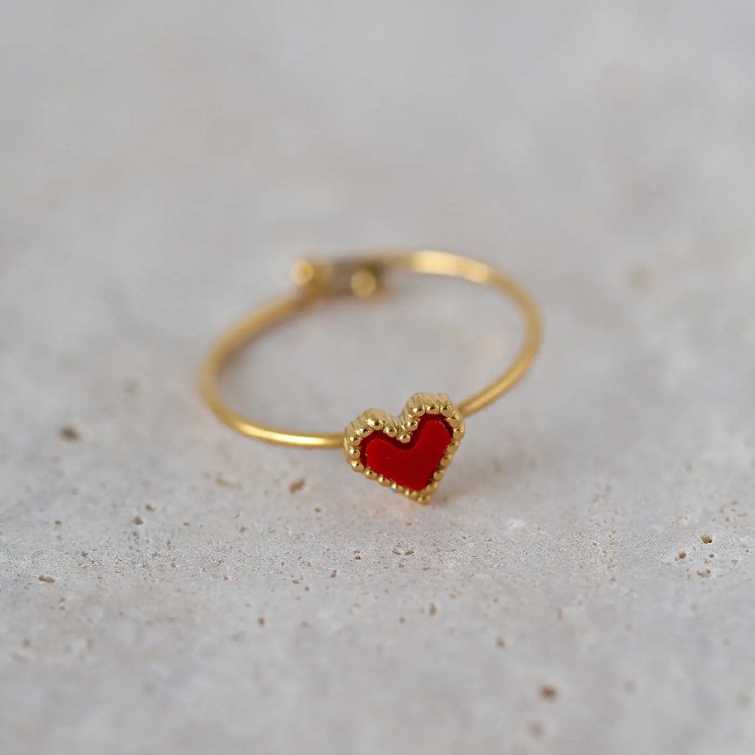 Sarah - Red Heart Ring Stainless Steel Timi of Sweden