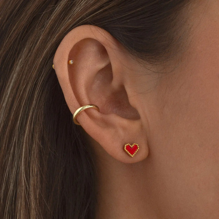Sarah - Red Heart Stud Earring Stainless Steel