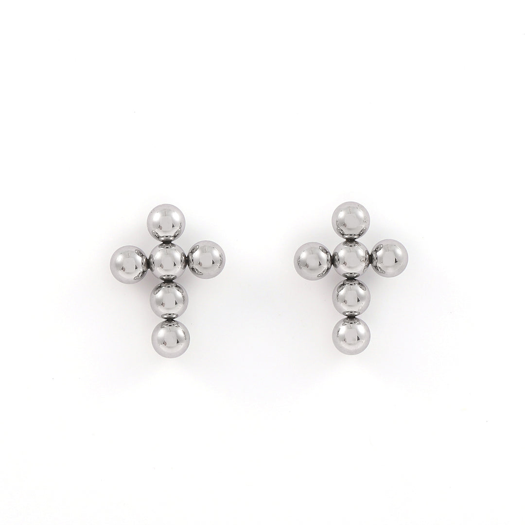 Tia - Bubble Mini Cross Earrings Stainless Steel