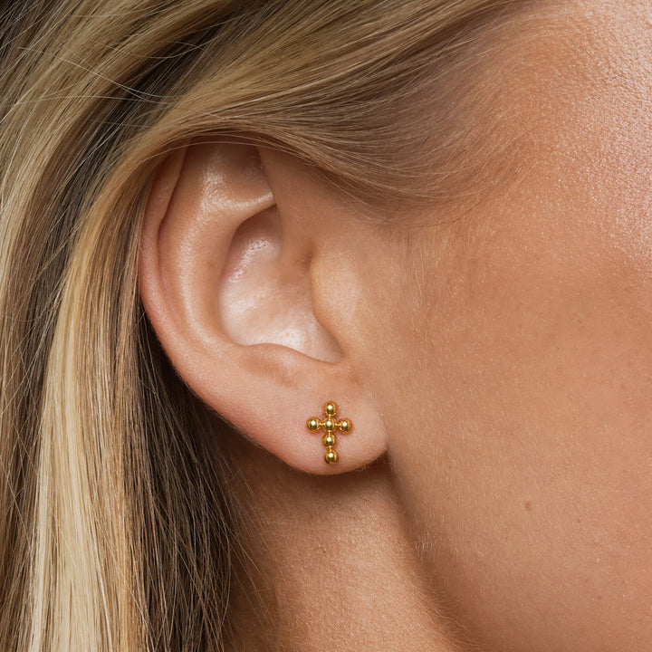 Tia - Bubble Mini Cross Earrings Stainless Steel