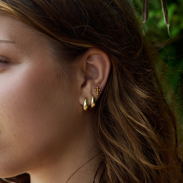 Tia - Bubble Mini Cross Earrings Stainless Steel