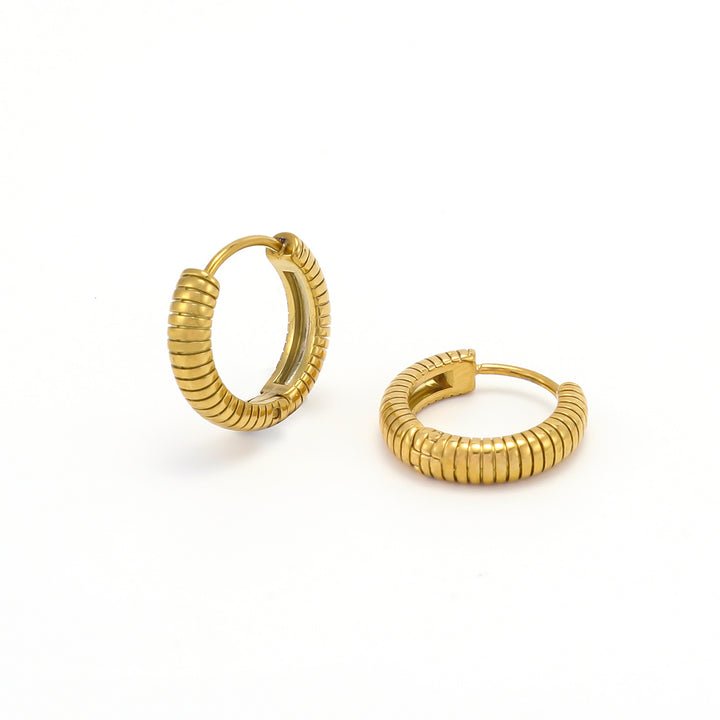 Vivia - Ribbed Hoop Øredobber Rustfritt stål