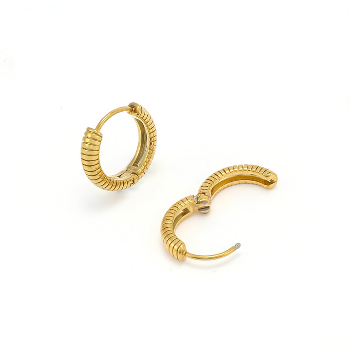 Vivia - Ribbed Hoop Øredobber Rustfritt stål
