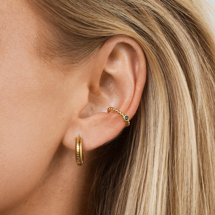 Vivia - Ribbed Hoop Øredobber Rustfritt stål