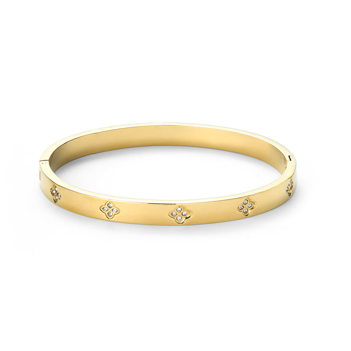 Liv - Bangle Armbånd Krystall & Kløver Rustfritt Stål