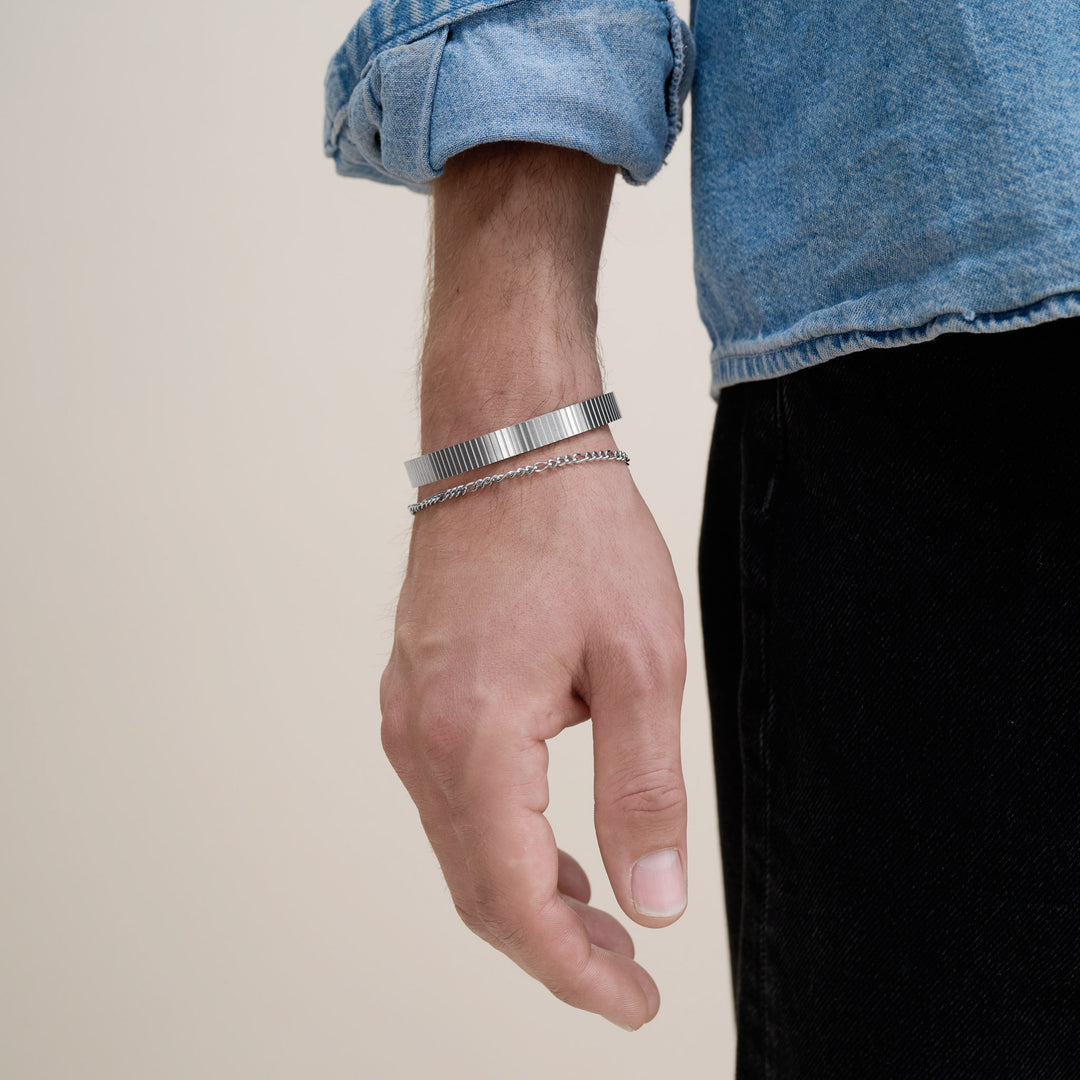 Tage - Ribbet Armring Rustfritt stål