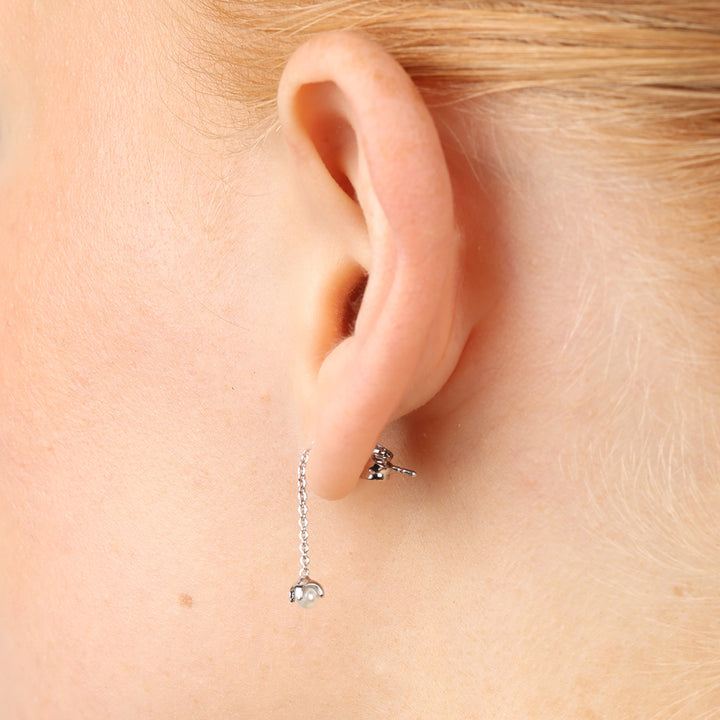 Jill - Perlekjede Øredobber Rustfritt Stål