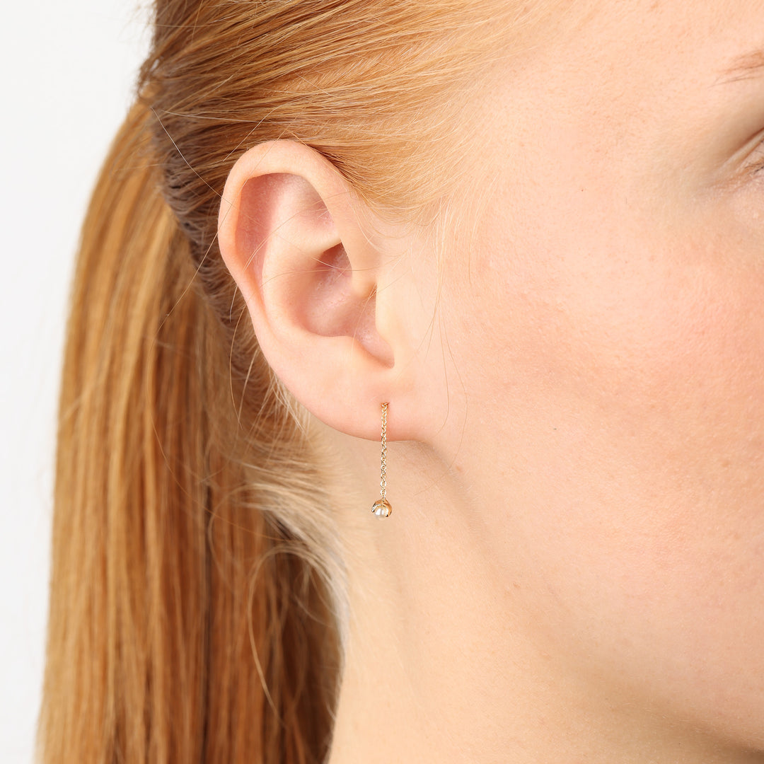 Jill - Perlekjede Øredobber Rustfritt Stål