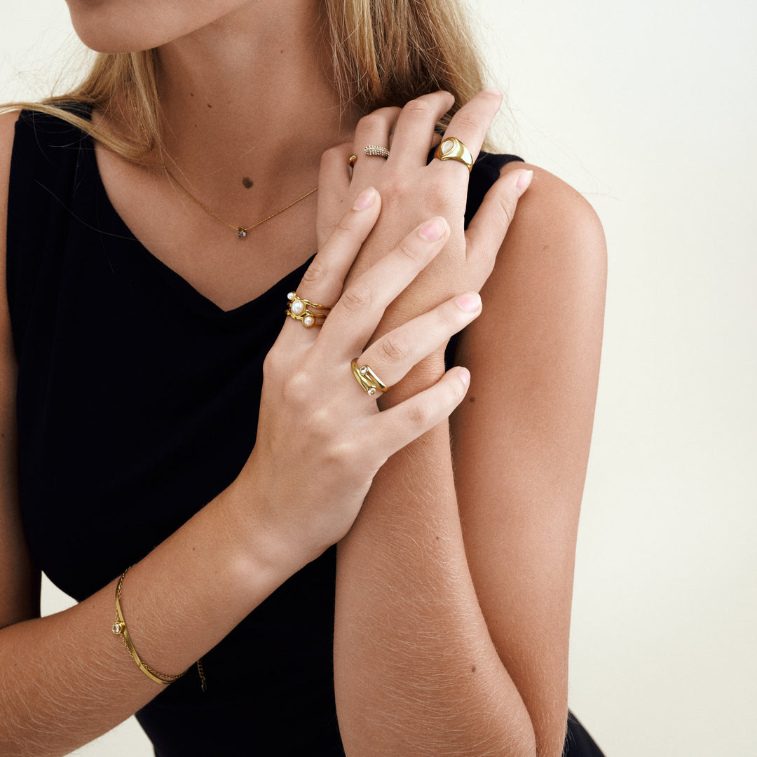 Jenina - Perlering Rustfritt Stål