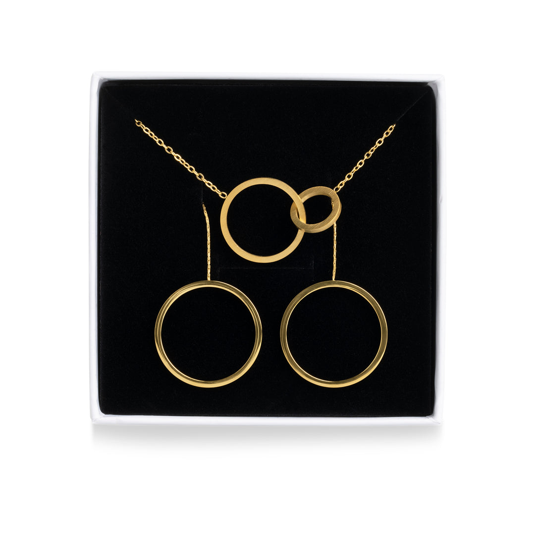 Sirkel Smykkesett Halskjede & Øredobber Rustfritt stål