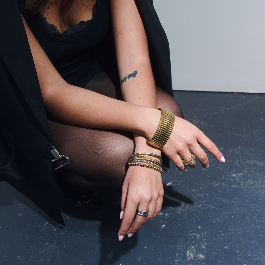 Ethel - Stacked Ring Crystal Stainless Steel