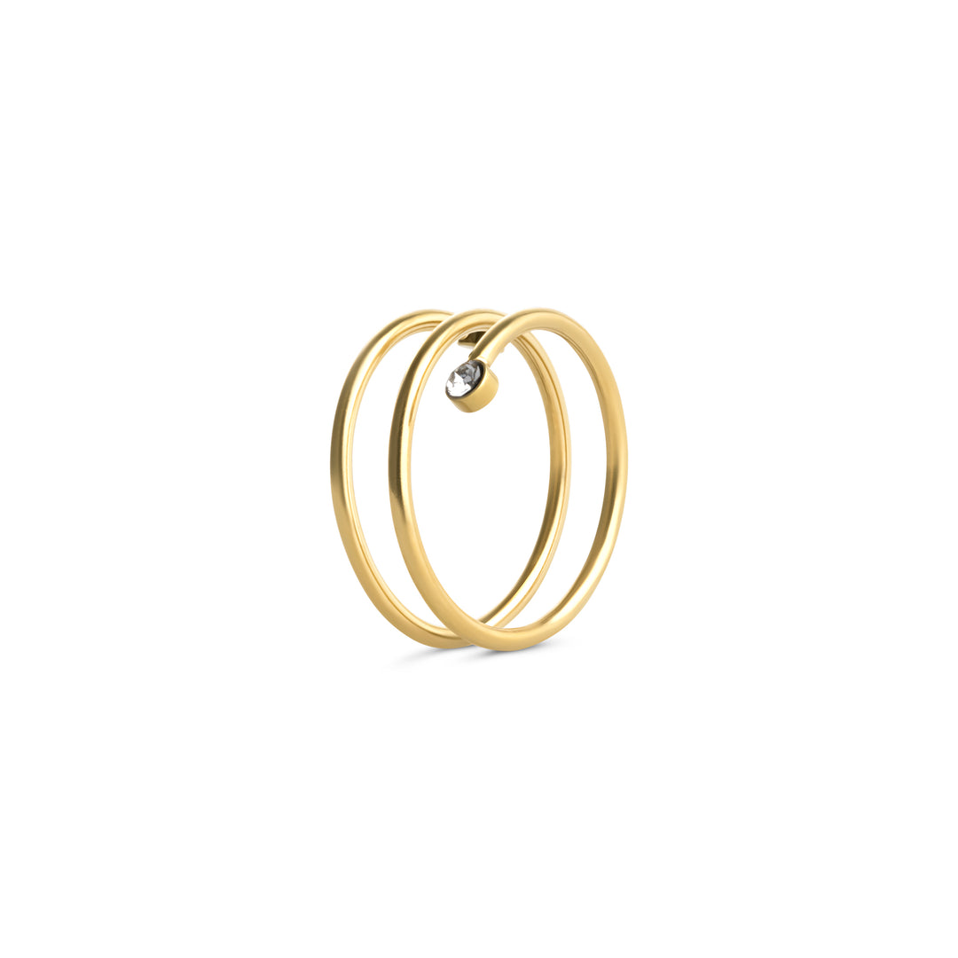 Lykke - Krystall Ring Rustfritt Stål