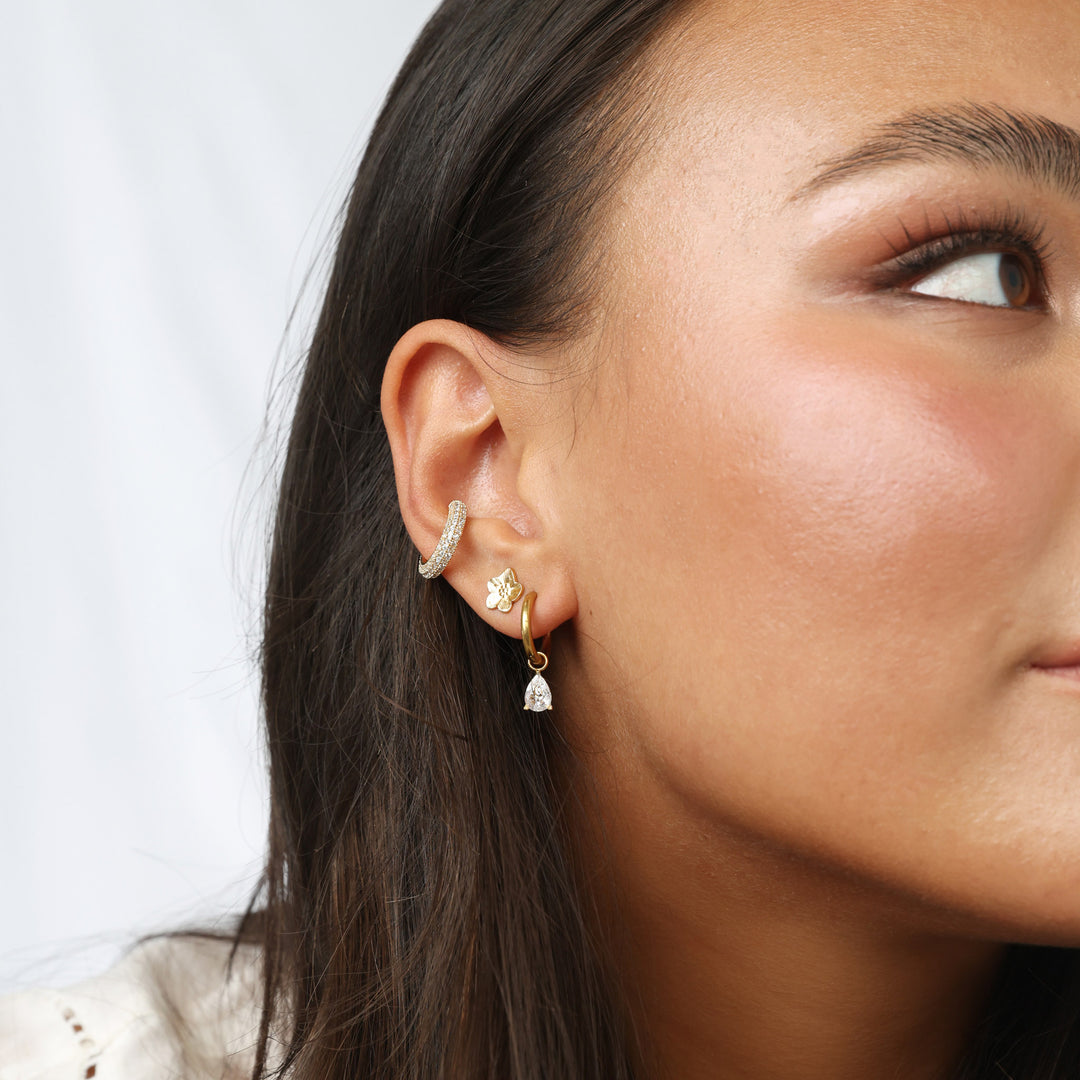 Elle - Krystall Hoops Øredobber Rustfritt Stål