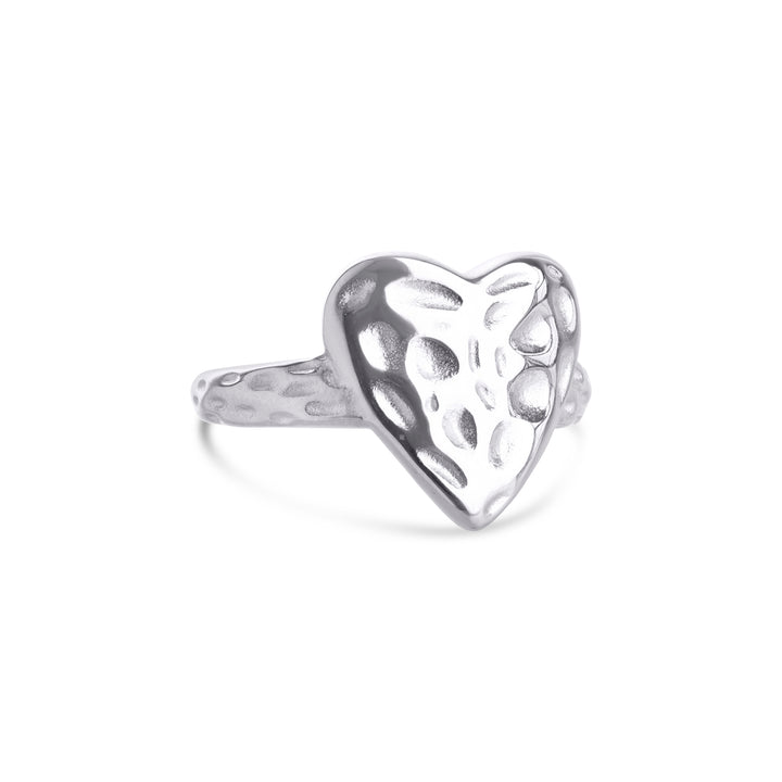 Lovi - Hammered Heart Ring Rustfritt stål