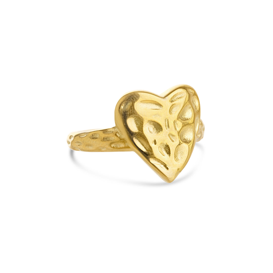 Lovi - Hammered Heart Ring Rustfritt stål