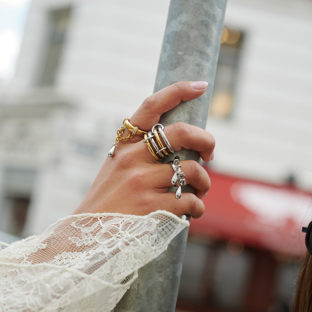 Storm - Duo Drop Ring Rustfritt Stål