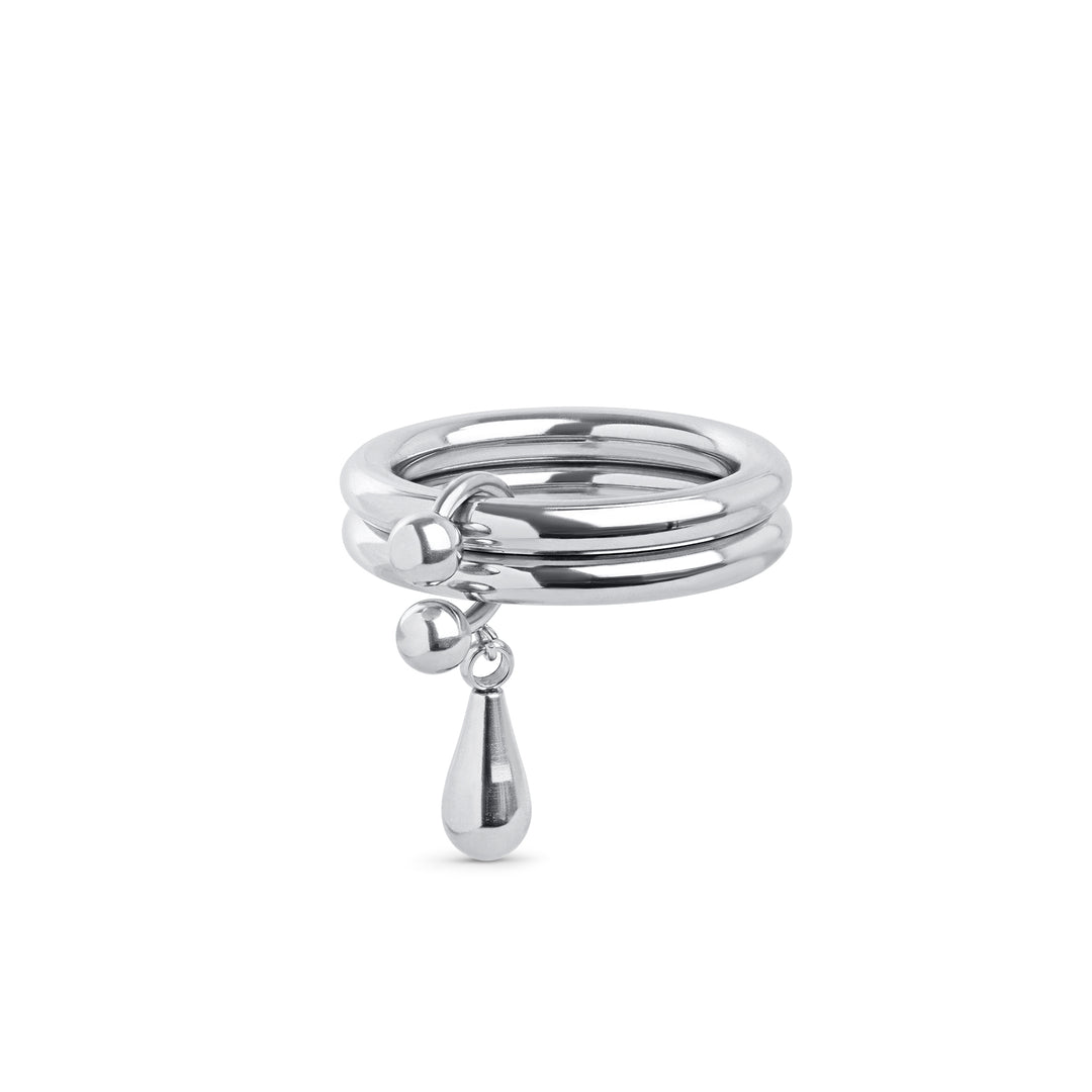 Storm - Duo Drop Ring Rustfritt Stål