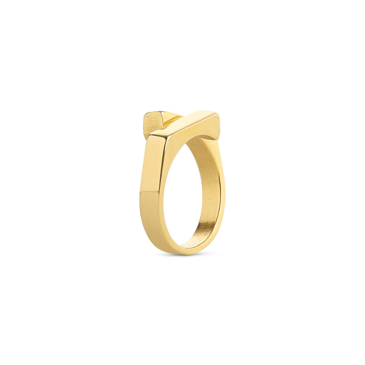 Brita – architectural ring in stainless steel, gold | Timi of Sweden