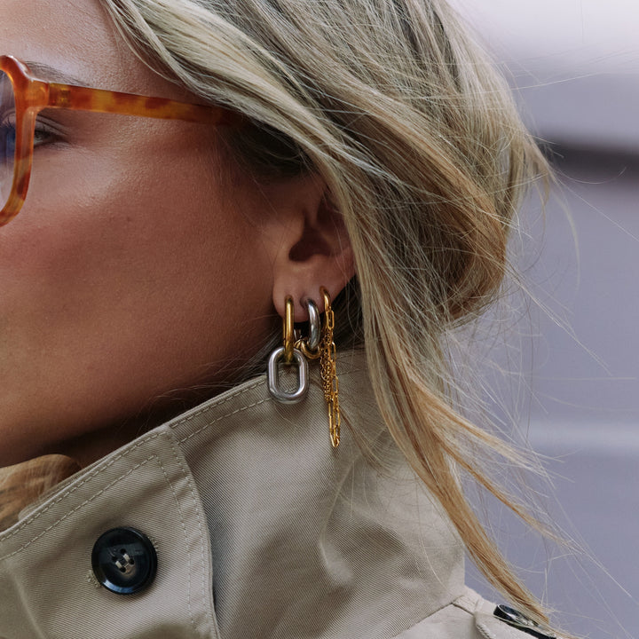 Li –  Mixed Metal Hoops Øredobber Rustfritt Stål