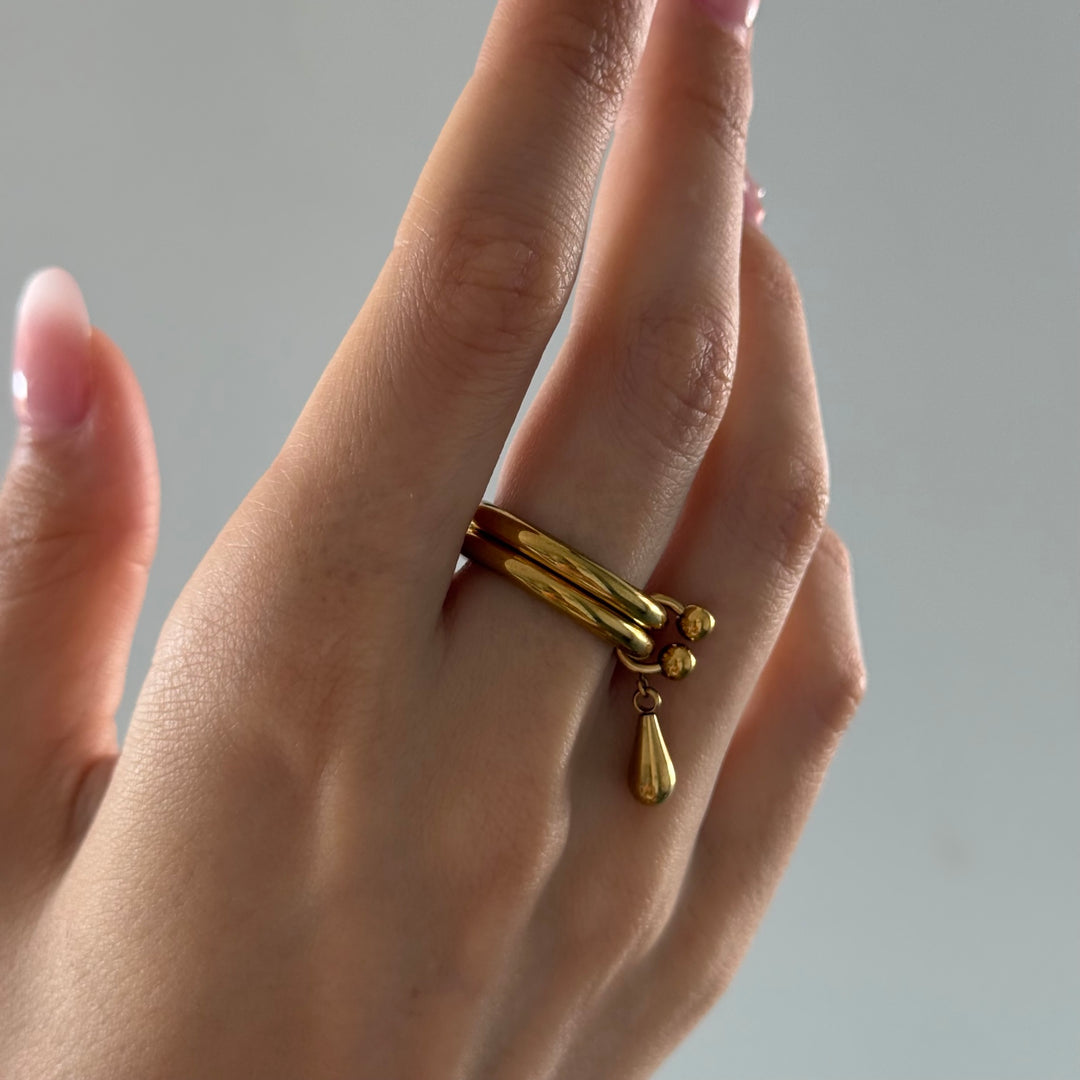 Storm - Duo Drop Ring Rustfritt Stål