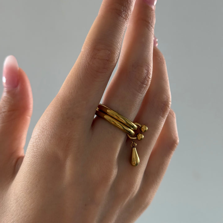 Storm - Duo Drop Ring Rustfritt Stål