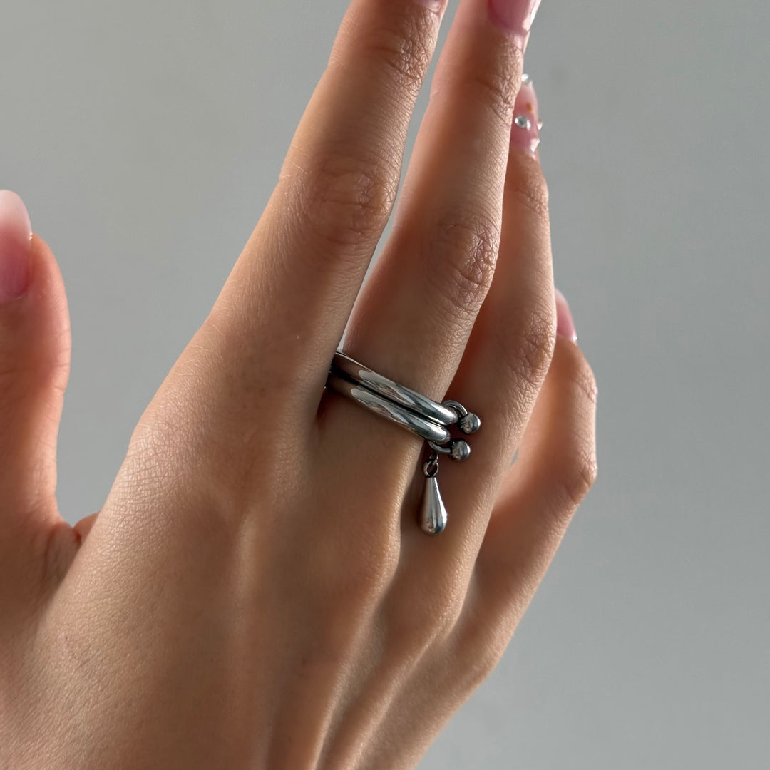 Storm - Duo Drop Ring Rustfritt Stål