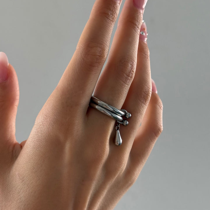 Storm - Duo Drop Ring Rustfritt Stål