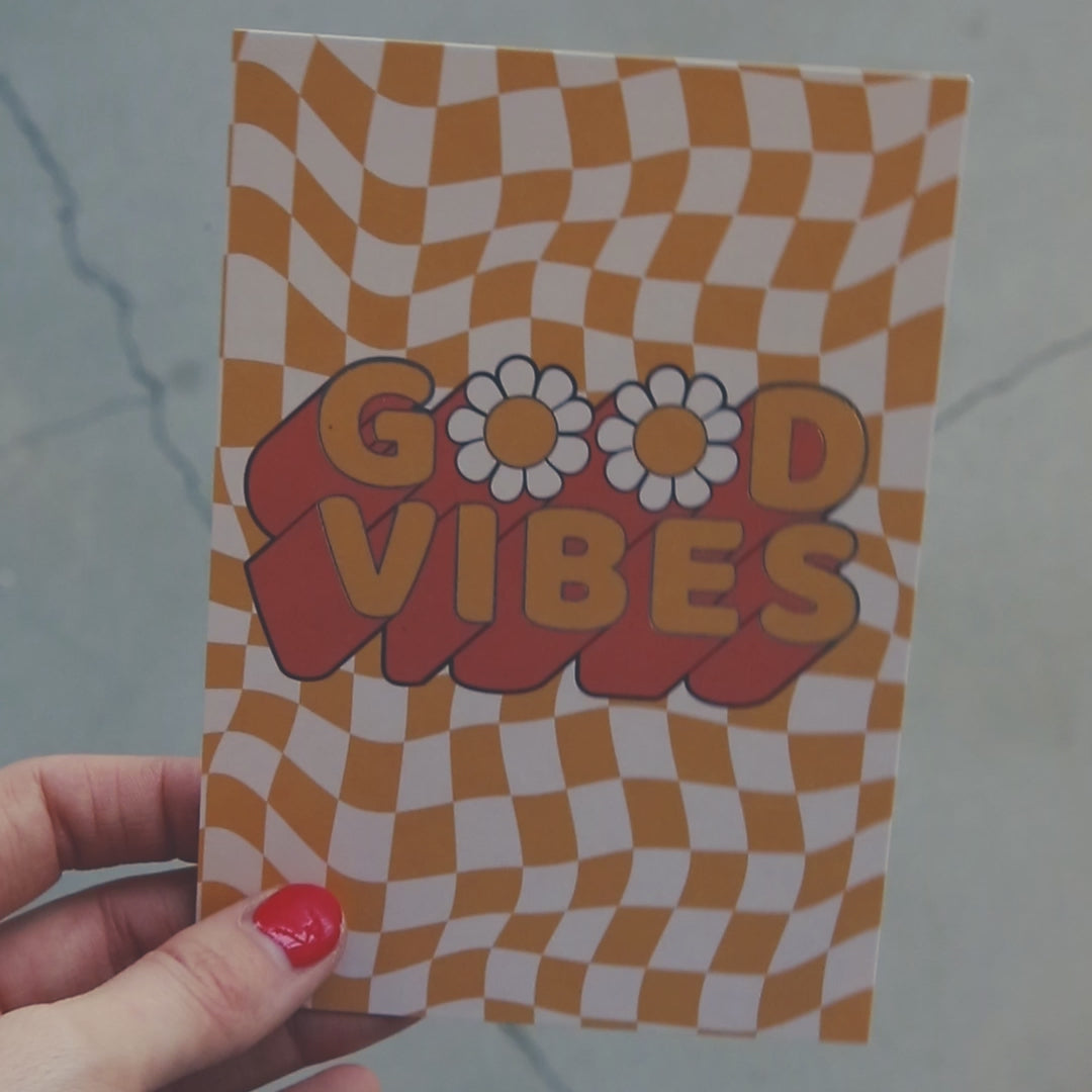 Good Vibes retro postkort