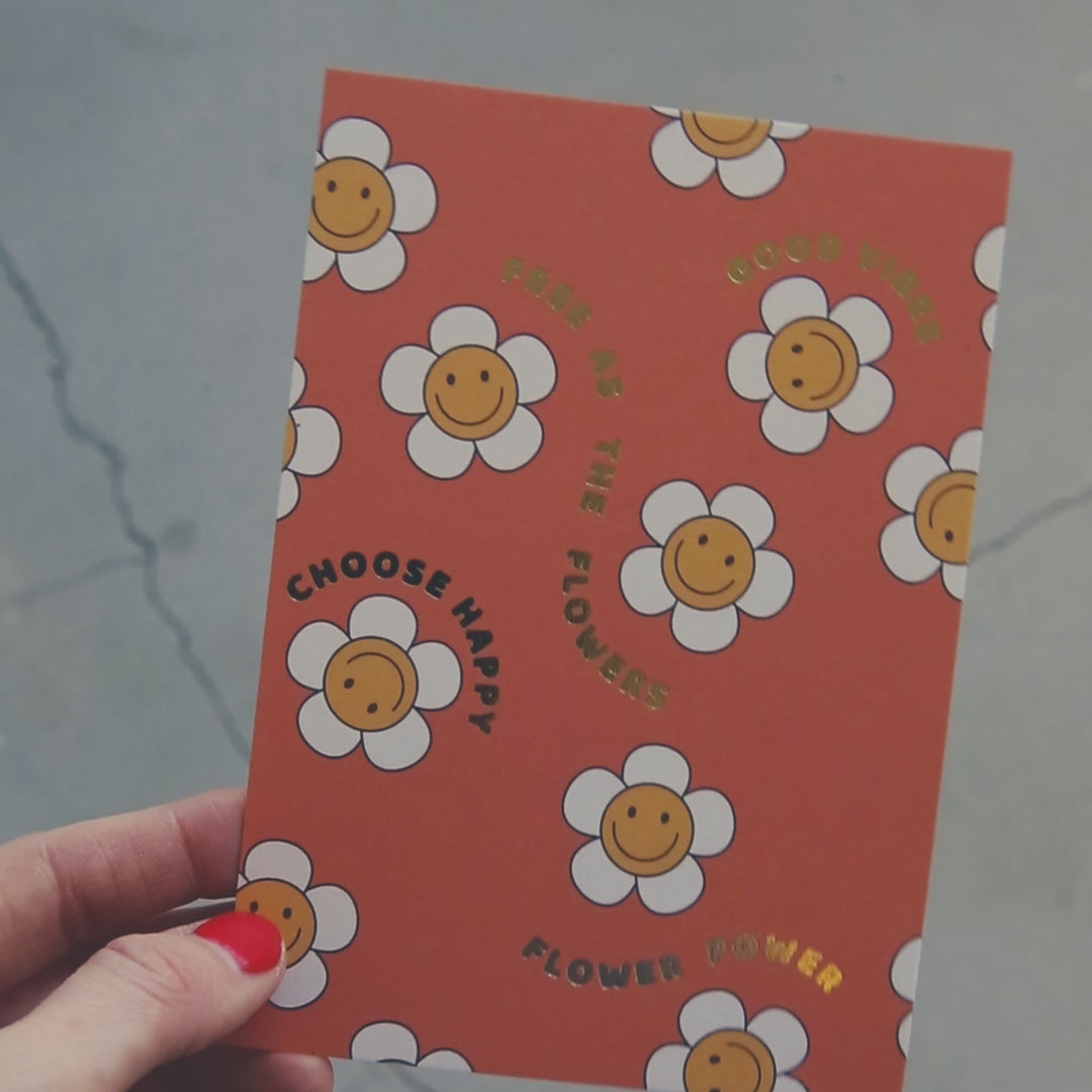 Flower Power Retro postkort