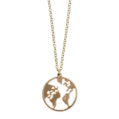 Long Necklace with Earth Pendant Gold