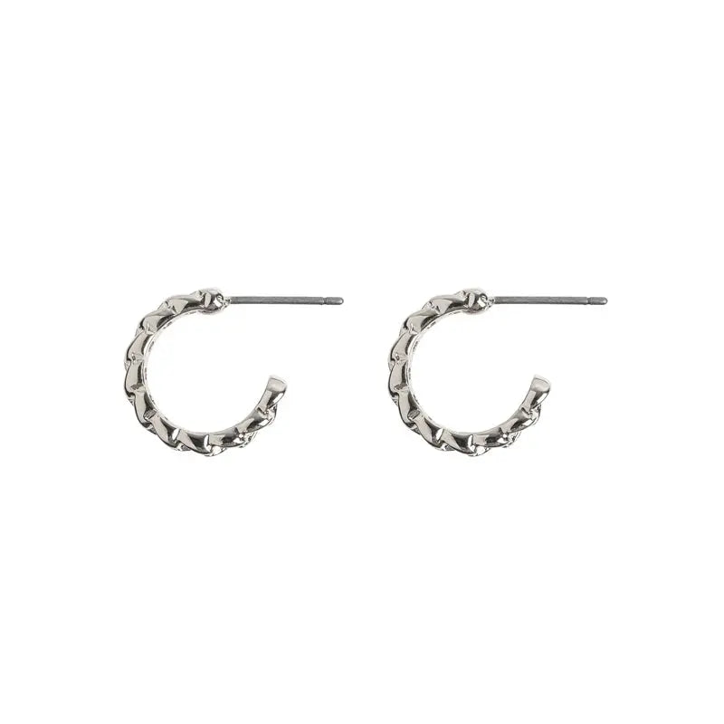 Earrings Small Hoops Chain Silver