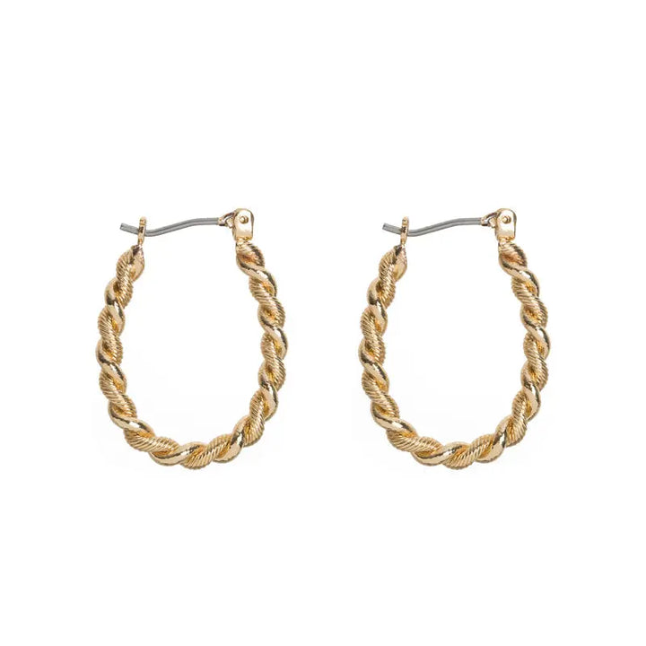 Twisted Droplet Hoop Earrings Gold