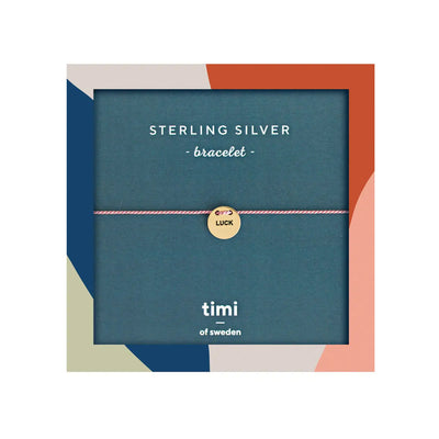 Luck Plate Sterling Silver Silk Bracelet, Gold
