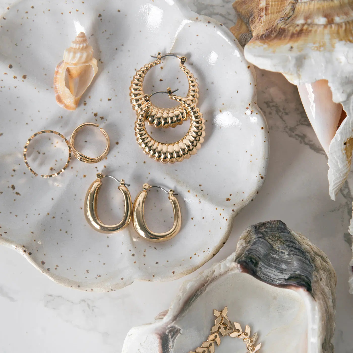 Chunky Oval Hoop øredobber