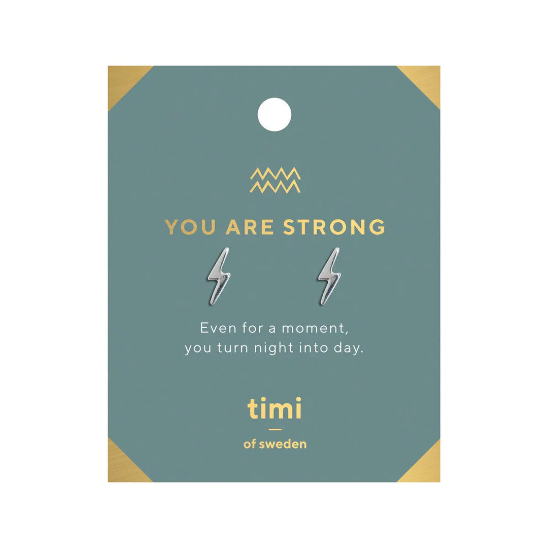 You are Strong Lightning Earrings Silver