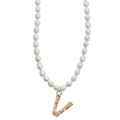 Pearl and Bamboo Letter Necklace V