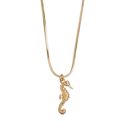 Sea Horse Necklace Gold
