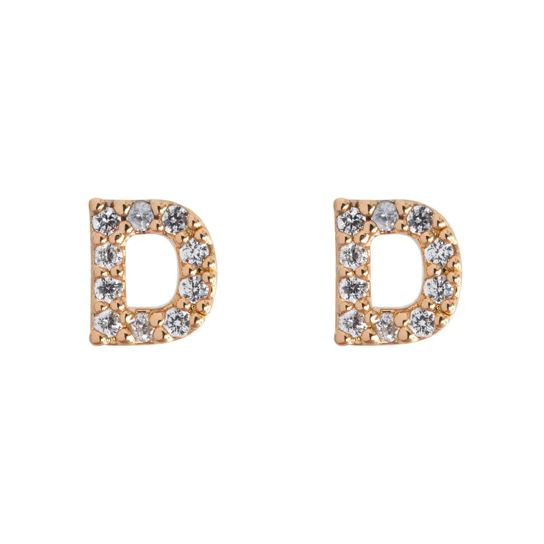 Petite chrystal letter stud earring D