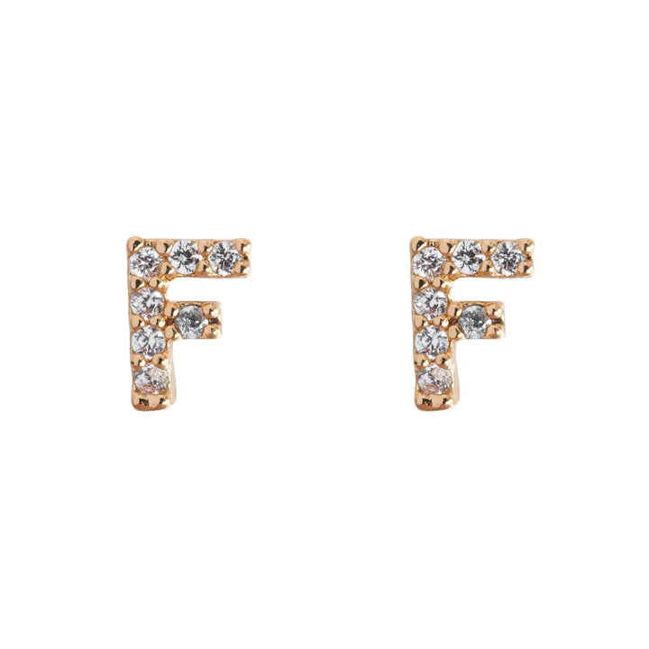 Petite chrystal letter stud earring F