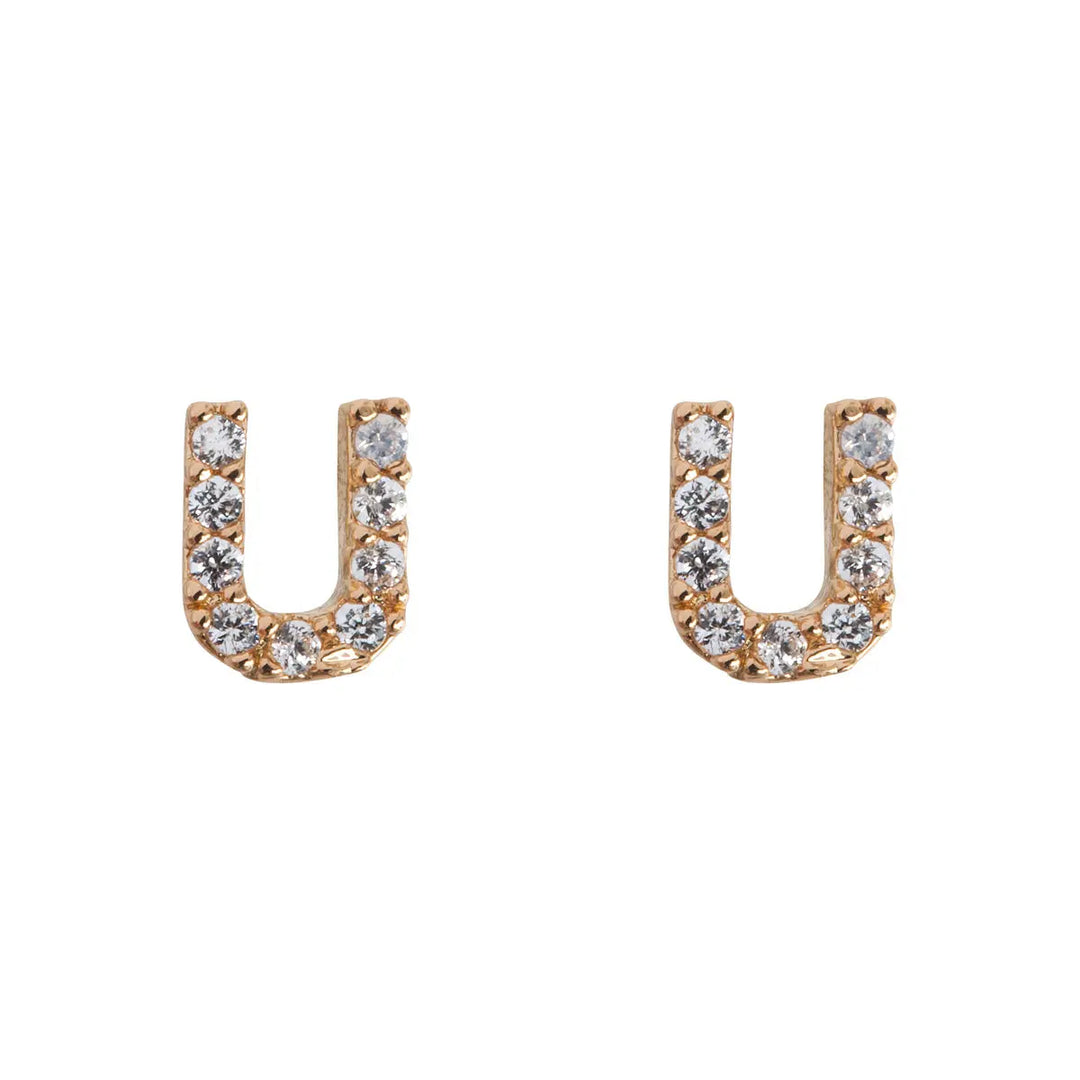 Petite chrystal letter stud earring U